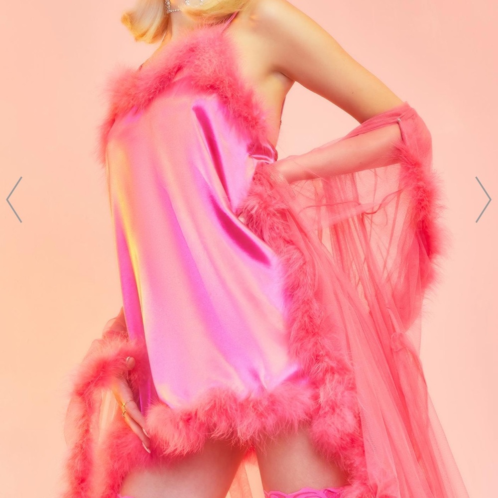 Fluffy Pink Silk Slip